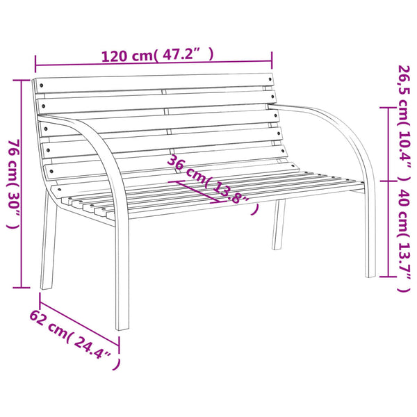 Gartenbank Holz & Eisen, 120 cm