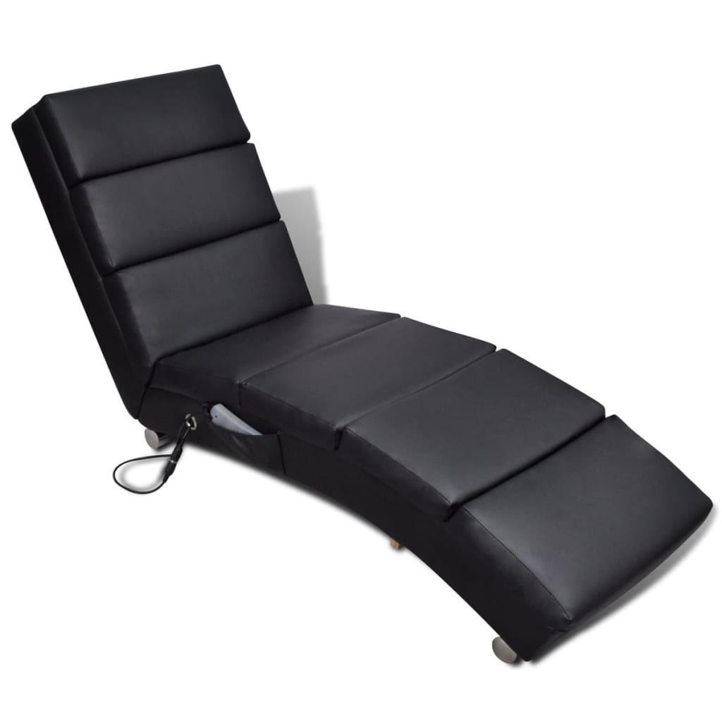 Massage Chaiselongue Schwarz Kunstleder