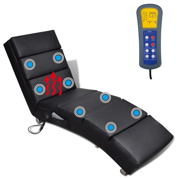 Massage Chaiselongue Schwarz Kunstleder