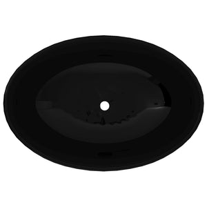 Keramik Waschtisch Waschbecken Oval schwarz 40 x 33 cm