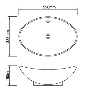 Keramik Waschbecken Keramikspülen Überlauf Oval 59 x 38,5 cm