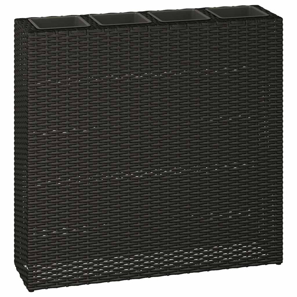 Garten Hochbeet mit 4 Töpfen, Poly Rattan Schwarz