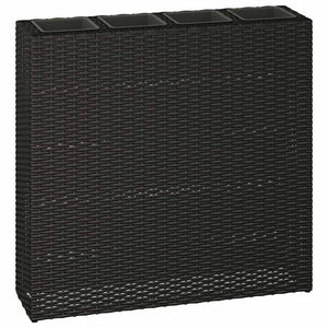 Garten Hochbeet mit 4 Töpfen, Poly Rattan Schwarz