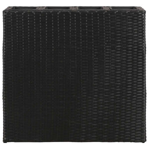 Garten Hochbeet mit 4 Töpfen, Poly Rattan Schwarz