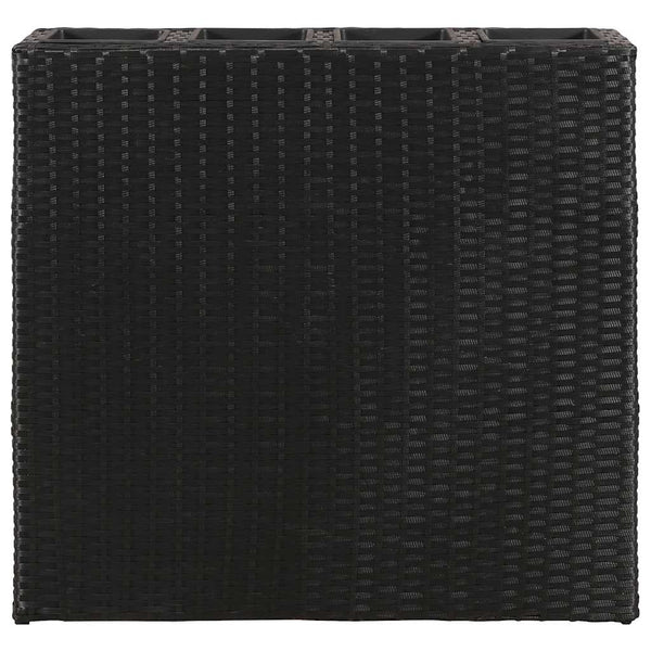 Garten Hochbeet mit 4 Töpfen, Poly Rattan Schwarz