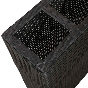 Garten Hochbeet mit 4 Töpfen, Poly Rattan Schwarz