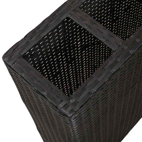 Garten Hochbeet mit 4 Töpfen, Poly Rattan Schwarz