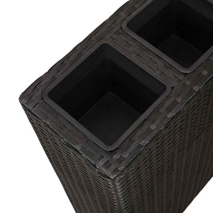 Garten Hochbeet mit 4 Töpfen, Poly Rattan Schwarz