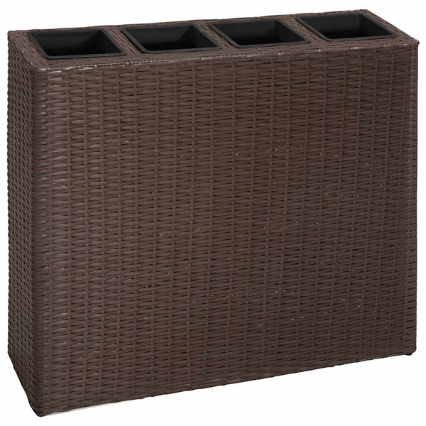 vidaXL Jardinière surélevée de jardin à 4 pots en polyrotin marron