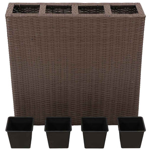 vidaXL Jardinière surélevée de jardin à 4 pots en polyrotin marron