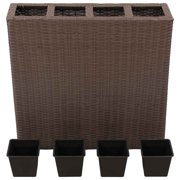 vidaXL Jardinière surélevée de jardin à 4 pots en polyrotin marron