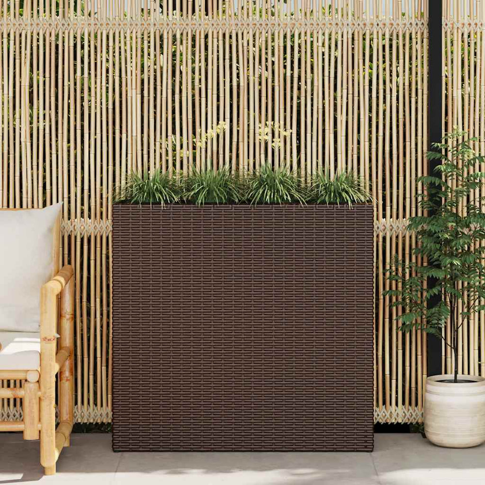 Poly Rattan Garten-Hochbeet mit 4 Töpfen - Braun