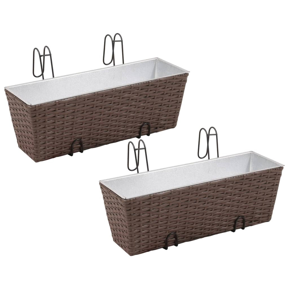2 x Pot de fleurs jardinière cache-pot bac à plantes marron 50 cm