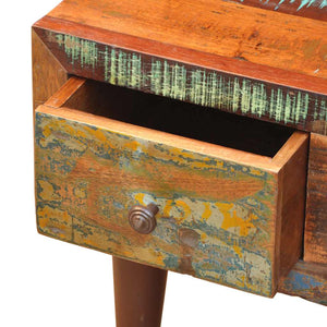 vidaXL Table basse avec côté arrondi et 1 tiroir Bois de récupération