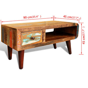 vidaXL Table basse avec côté arrondi et 1 tiroir Bois de récupération
