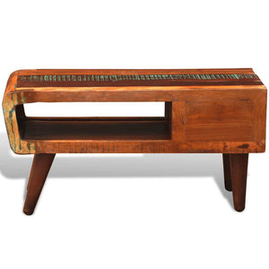 vidaXL Table basse avec côté arrondi et 1 tiroir Bois de récupération