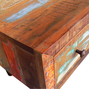 vidaXL Table basse avec côté arrondi et 1 tiroir Bois de récupération