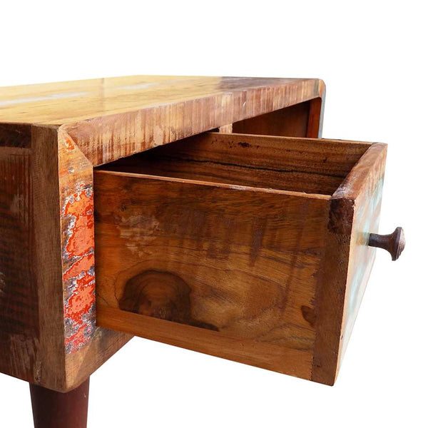vidaXL Table basse avec côté arrondi et 1 tiroir Bois de récupération