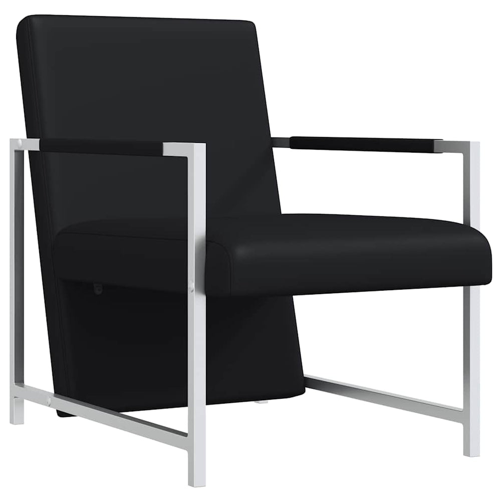 Sessel mit Verchromten Beinen Schwarz Kunstleder