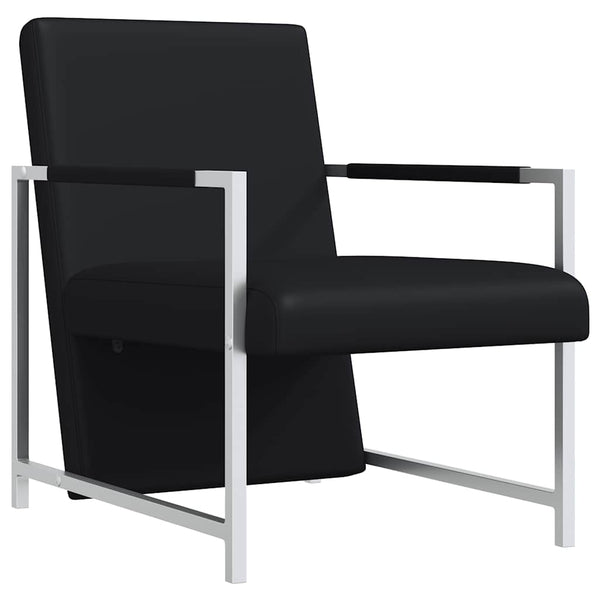 Sessel mit Verchromten Beinen Schwarz Kunstleder