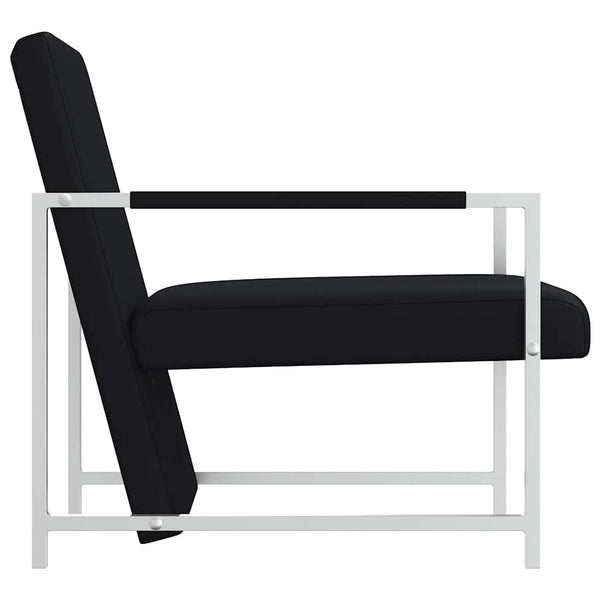 Sessel mit Verchromten Beinen Schwarz Kunstleder