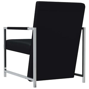 Sessel mit Verchromten Beinen Schwarz Kunstleder