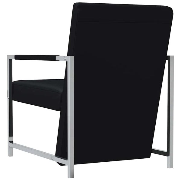 Sessel mit Verchromten Beinen Schwarz Kunstleder