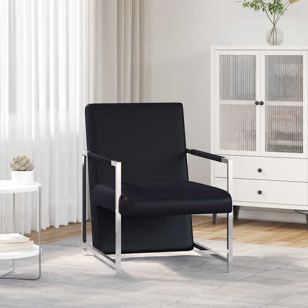Sessel mit Verchromten Beinen Schwarz Kunstleder