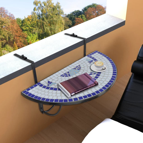 Mosaik Balkon Hängetisch Blau-Weiß