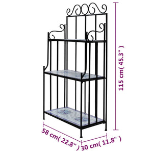 Mosaik Pflanzenständer Blau-Weiß, 3 Etagen