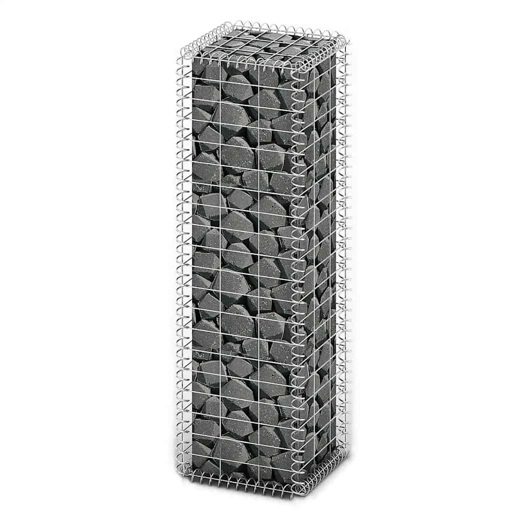 vidaXL Stone Basket Gabion with Lids Galvanized Wire 100×30×30 cm