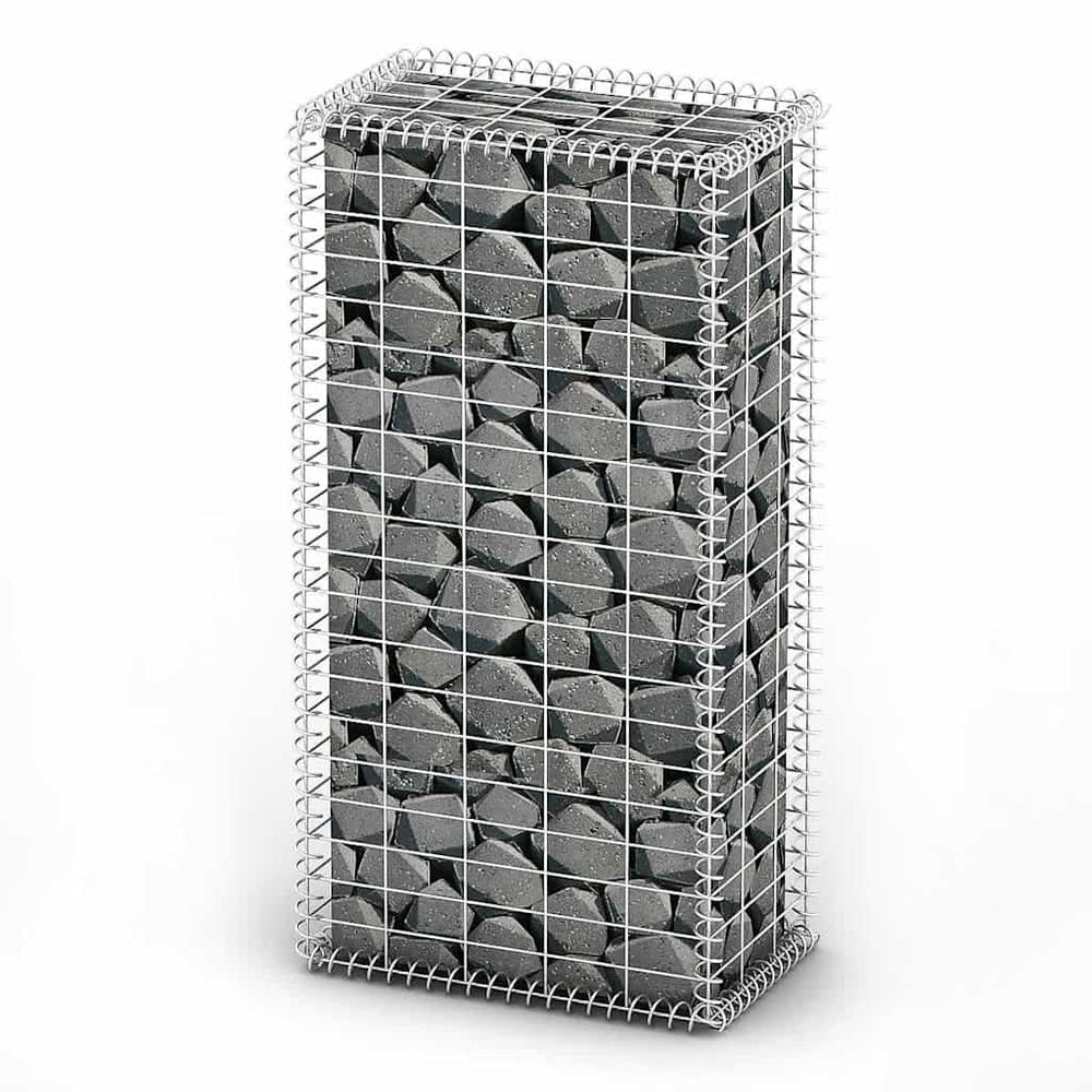 vidaXL Gabion Stone Basket with Lids Galvanized Wire 100x50x30 cm