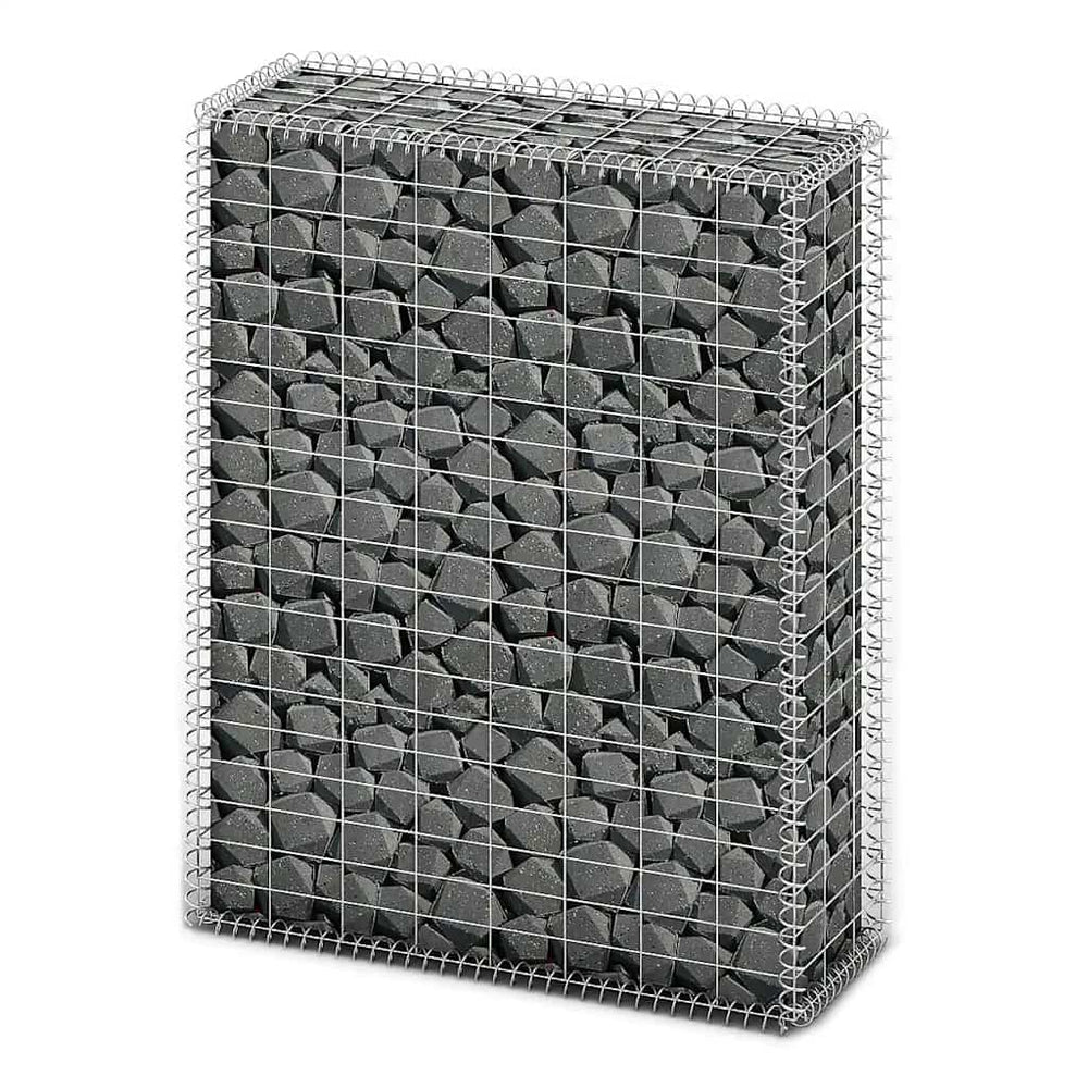 vidaXL Gabion Stone Basket with Lids Galvanized Wire 100x80x30 cm