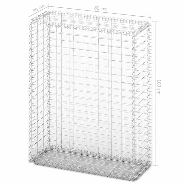 Steinkorb Gabione mit Deckeln Verzinkter Draht 100×80×30 cm