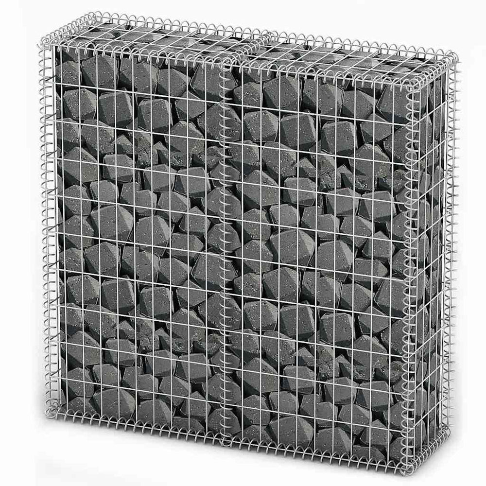 vidaXL Stone Basket Gabion with Lids Galvanized Wire 100x100x30 cm