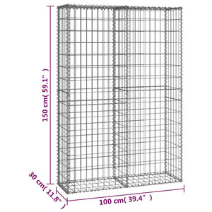 Steinkorb Gabione mit Deckeln Verzinkter Draht 150×100×30 cm