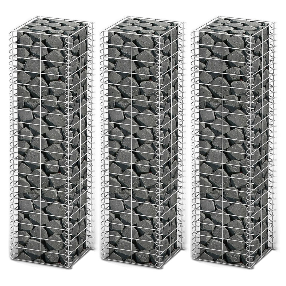 vidaXL Gabion Set 3-Piece Galvanized Wire 25x25x100 cm
