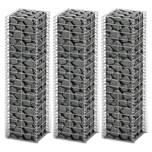 Gabionen-Set 3-tlg. Verzinkter Draht 25×25×100 cm
