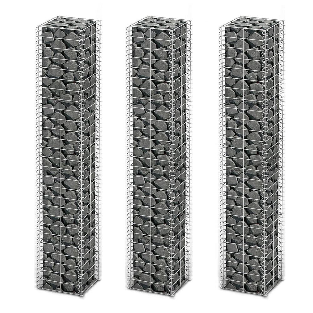 vidaXL Gabion Set 3-Piece Galvanized Wire 25x25x150 cm