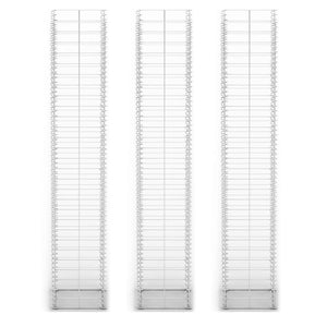 Gabionen-Set 3-tlg. Verzinkter Draht 25×25×150 cm