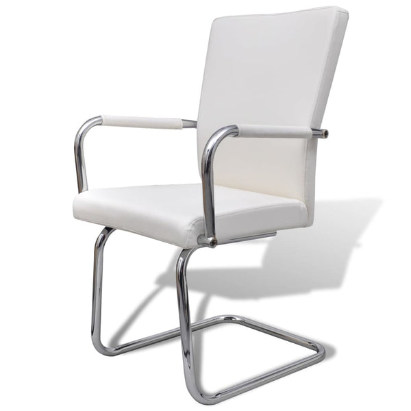 vidaXL Cantilever Chairs 6 pcs. White Faux Leather