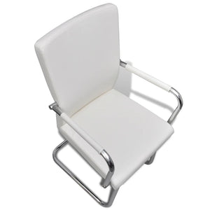 vidaXL Cantilever Chairs 6 pcs. White Faux Leather