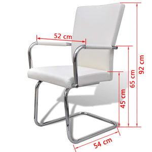 vidaXL Cantilever Chairs 6 pcs. White Faux Leather
