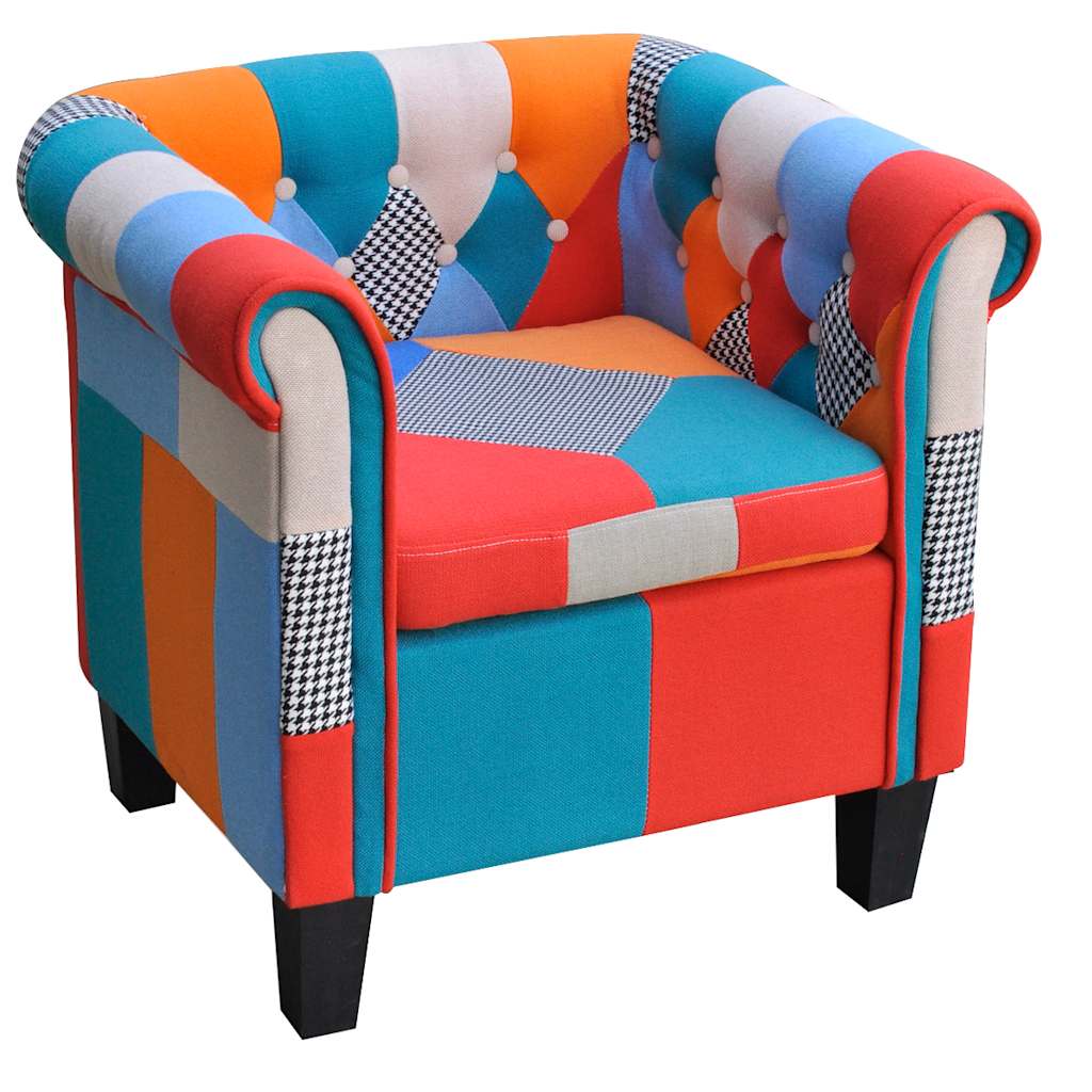 vidaXL Armchair with Patchwork Design Fabric
