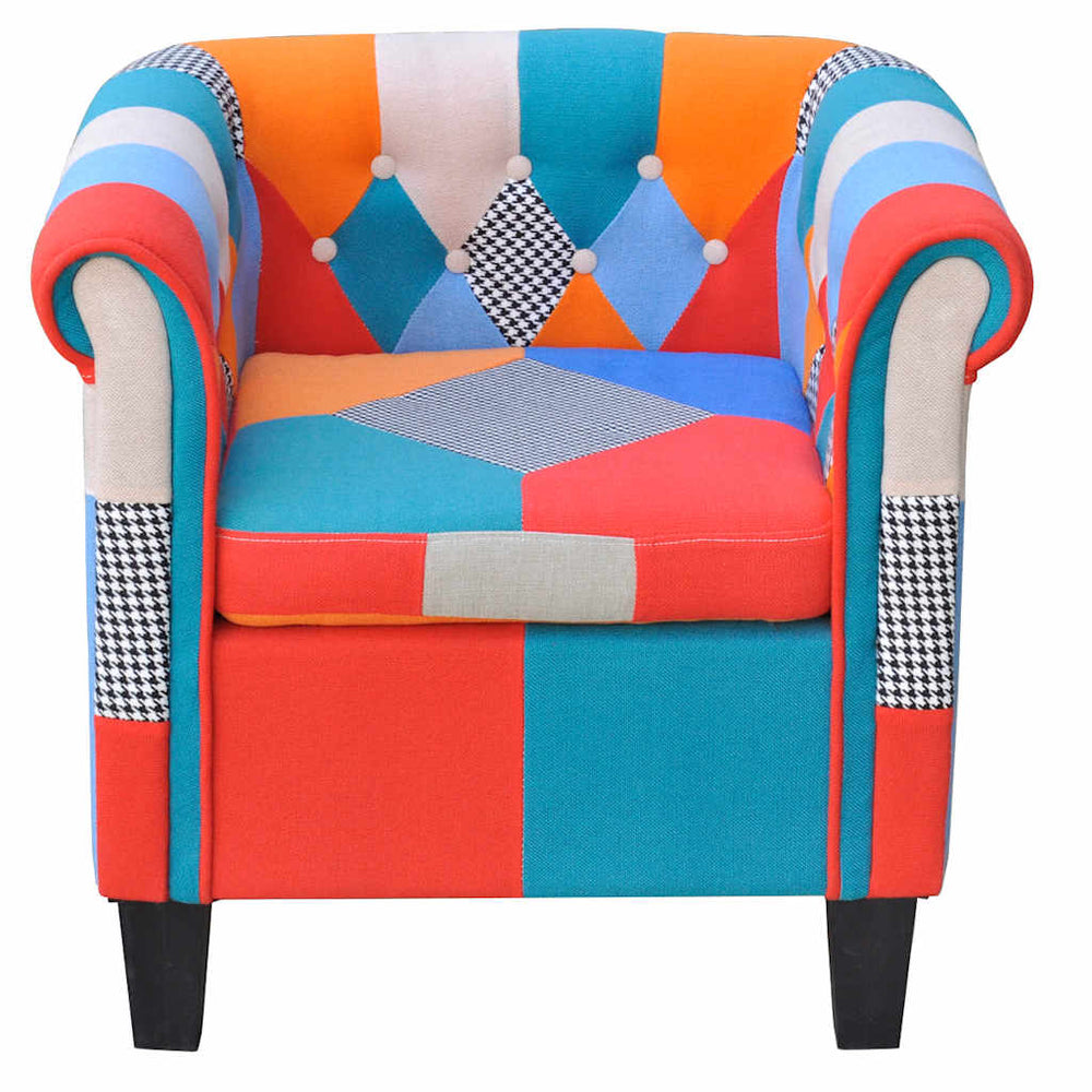 vidaXL Armchair with Patchwork Design Fabric