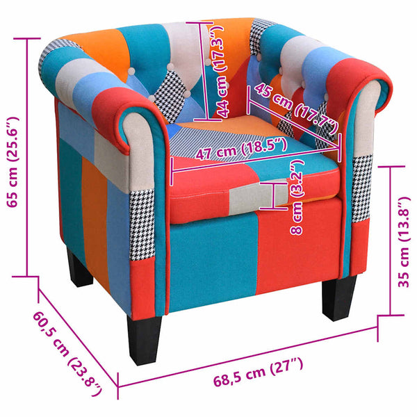 vidaXL Armchair with Patchwork Design Fabric