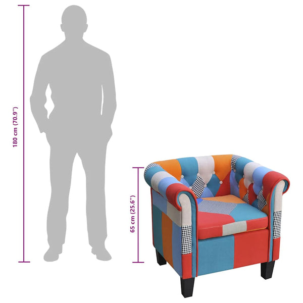 vidaXL Armchair with Patchwork Design Fabric