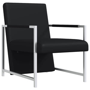 Sessel 2 Stk. Verchromtes Gestell Schwarz Kunstleder