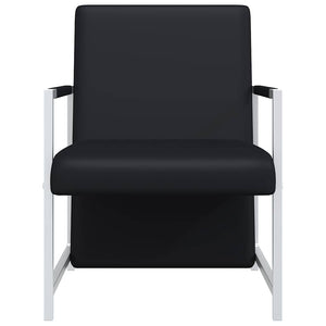 Sessel 2 Stk. Verchromtes Gestell Schwarz Kunstleder