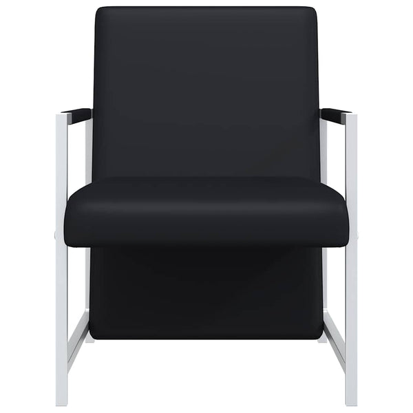 Sessel 2 Stk. Verchromtes Gestell Schwarz Kunstleder